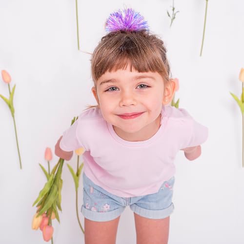 Shiny Pom Pom Hair Ties 2Pcs Fluffy Cute Elastic Ponytail Holders