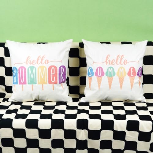 ONWAY Summer Outdoor Pillow Covers 20x20 (Pack of 2) - Watercolor Ice Cream Design