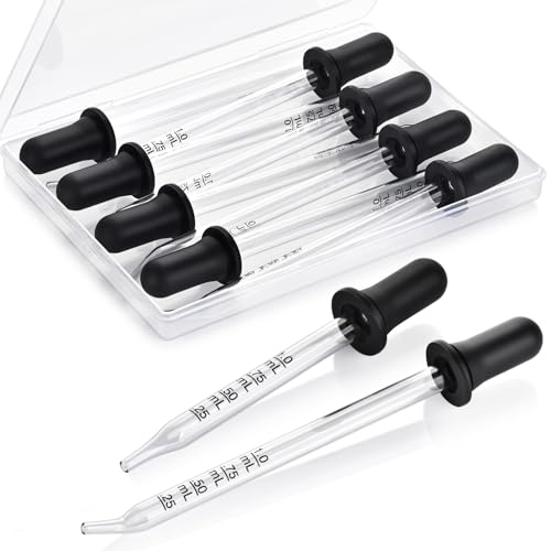 Herain 8 Pcs Glass Eye Dropper 1mL Pipette Tool with Measurements