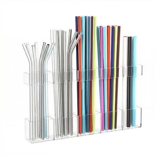 Straw Holder for Cabinet Door - Reusable Tumbler Organizer, 9.5"
