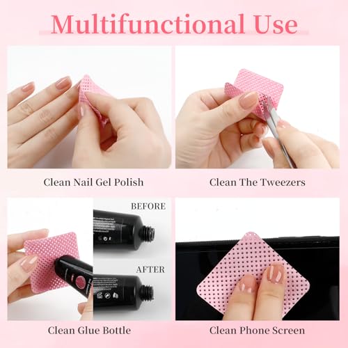 BQAN Lint-Free Nail Wipes & Remover Pads Set with Storage Box (600 PCS)