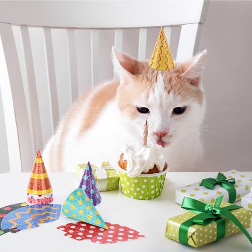 Mini Cone Birthday Hats for Stuffed Animals - 10 Pack