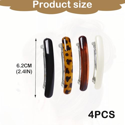 Nouiseuns Tortoise Shell Hair Barrettes 4-Pack French Hair Clips for Women