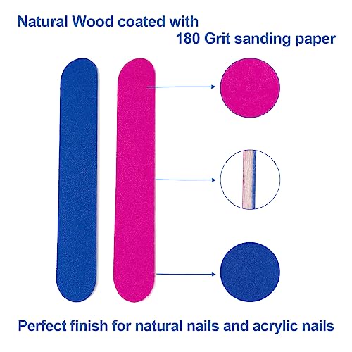 HomeyEra Wooden Emery Boards and Nail Files Bulk - 100 Pack Mini Double-Sided Nail Files for Natural Nails