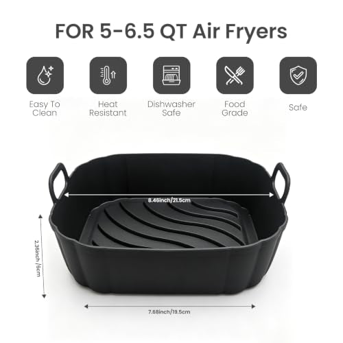 Redfly Silicone Air Fryer Liners - 2 Pack Reusable 8.5in