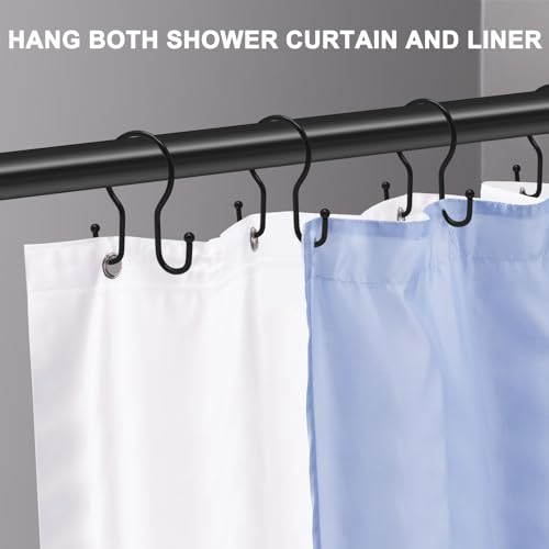 LULARINE Double Shower Curtain Hooks - 24 Rustproof Metal Rings