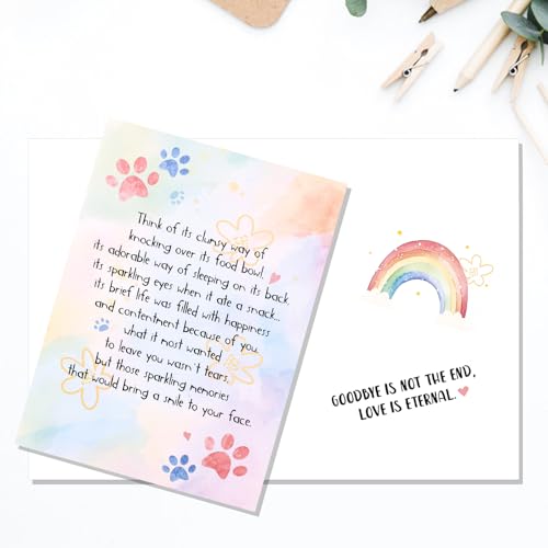 Pet Sympathy Card for Dog & Cat Loss - Rainbow Bridge Design