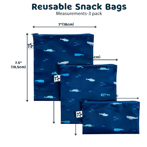 Tiny Twinkle Reusable Snack Bags for Kids - 3 Pack Eco-Friendly Pouches