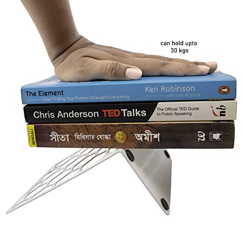 Spillbox White Metal Bookends - Heavy Duty Non-Slip Holders