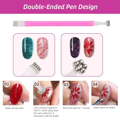 Sopoloray 5Pcs Cat Eye Nail Magnet Set for Gel Polish Art