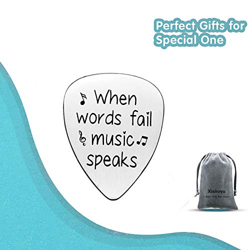 Engraved Guitar Pick - 'When Words Fail Music Speaks' - Gift for Musicians