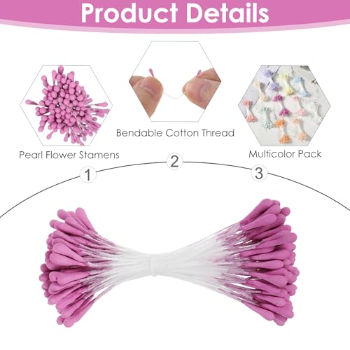 1100PCS Artificial Pearl Flower Stamens - 2MM Double Heads for Crafts