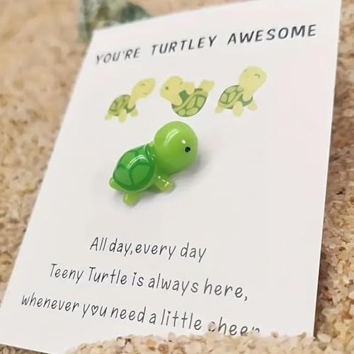 Mini Pocket Hug Turtle Card Purple Inspirational Gift Greeting Card