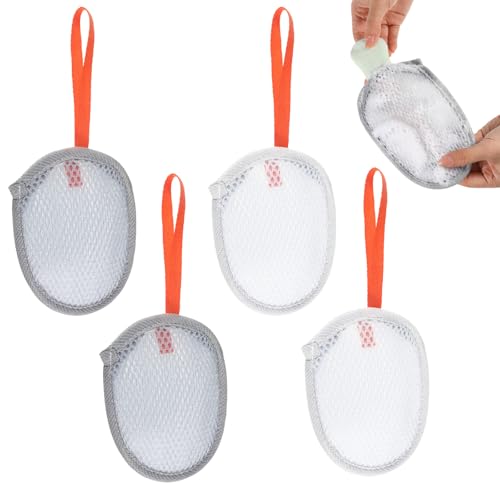 ZEYIYER 4Pcs Double Layer Soap Saver Bags Exfoliating Mesh Pouches