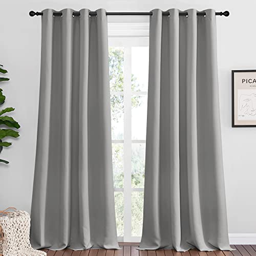 NICETOWN Silver Grey Room Darkening Curtain Panels - 2 Pack, 55 x 90 Inches