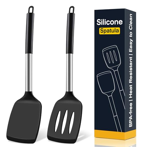 Hoosook 2-Pack Silicone Spatula Set, Non-Stick Heat-Resistant Kitchen Tools