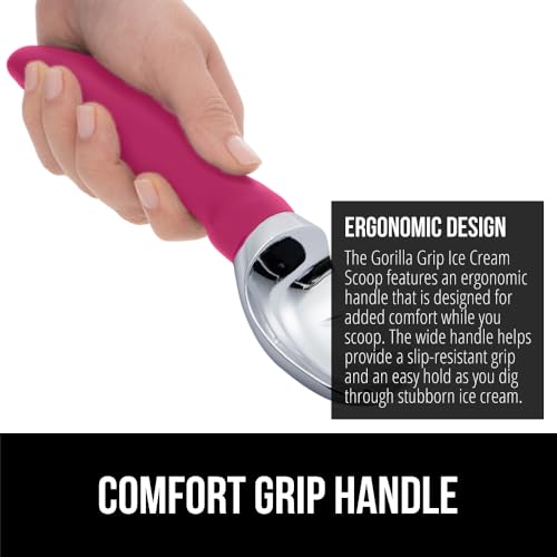GORILLA GRIP Heavy Duty Ice Cream Scoop - Hot Pink, Professional Quality