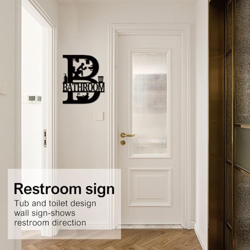 Black Bathroom Decor - 12x14 Inch Metal Wall Art Sign
