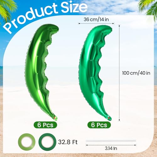 YOTHORN 12 Pcs Hawaiian Palm Tree Leaf Balloons for Tropical Party Decorations