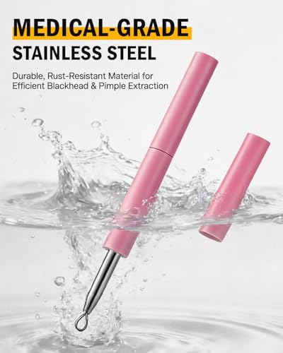 FVION Blackhead Remover Tool – Stainless Steel Dual-End Whitehead & Blemish Extractor
