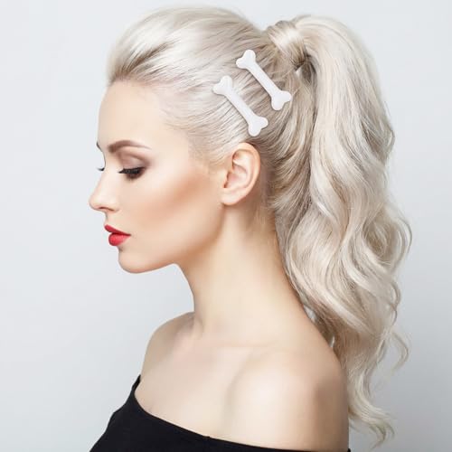 White Bone Hair Clips 6-Piece Set Dog Bone Barrettes for Women and Girls