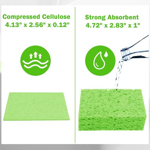 YoleShy 10 Pack Natural Cellulose Kitchen Sponges - Reusable Non-Scratch Dish Scrubbers