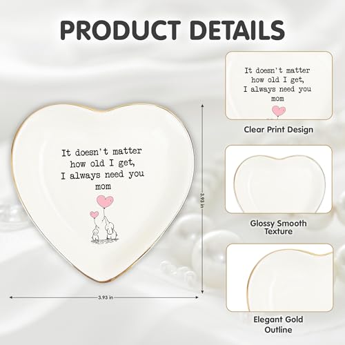 Heart-Shaped Mom Ring Dish - 'I Always Need You' Ceramic Trinket Holder