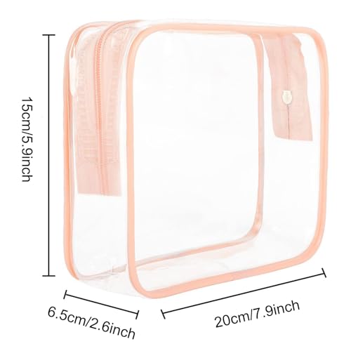 ANEMEL Clear Travel Toiletry Bag TSA Approved Makeup Cosmetic Pouch, Pink