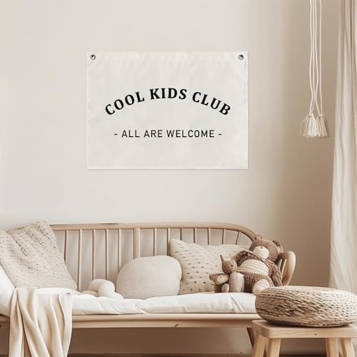 Cool Kids Club Canvas Banner - 24x36 Inch Wall Decor for Nursery & Playroom