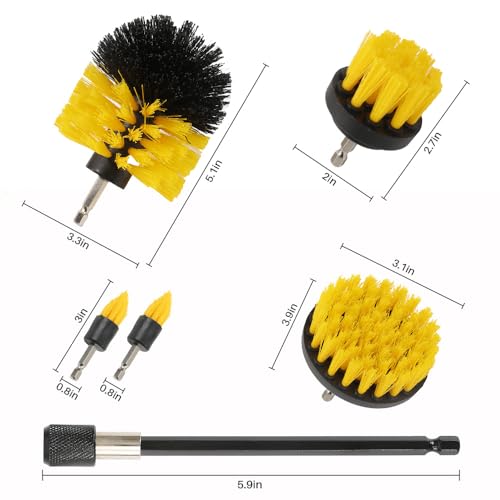 6-Piece Drill Brush Cleaning Kit with Extendable Rod for Home & Car