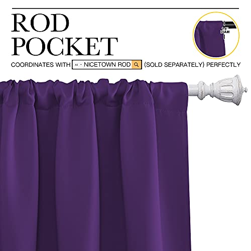 NICETOWN Royal Purple Blackout Curtains Set of 2, 42x45 Inch, Insulated Bedroom & Living Room Drapes