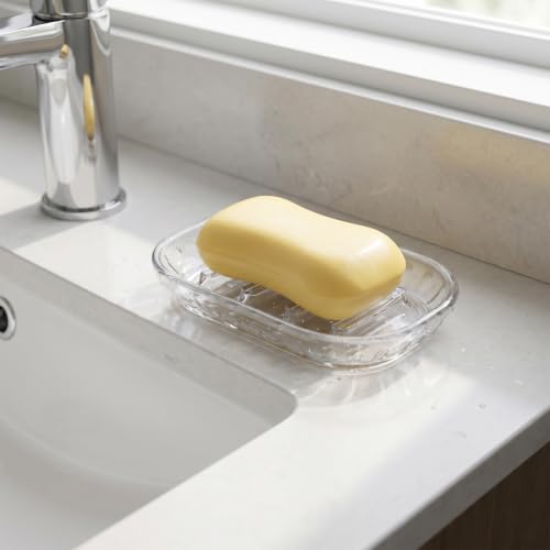 Cobee Clear Soap Dish with Drainage Tray - 2 Pack for Shower