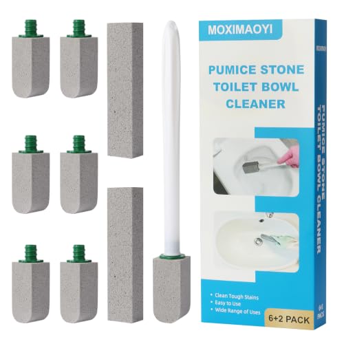 Pumice Stone Toilet Bowl Cleaner Set with Handle & 8 Refills