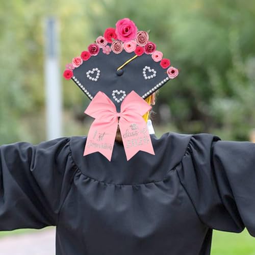 Pink Graduation Bow for Class of 2026 - 7 Inch Hair Clip