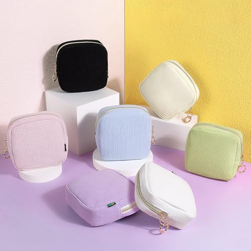 Corduroy Small Makeup Bag for Purse Portable Mini Travel Cosmetics Pouch