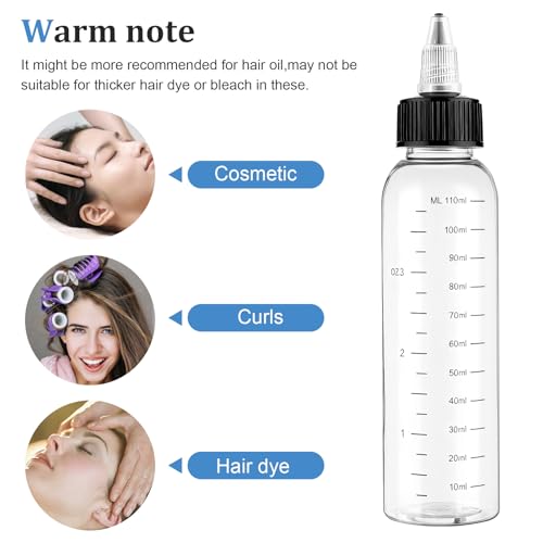 Hair Oil Applicator Bottle 2-Pack - 4 oz Plastic Root Comb Dispenser
