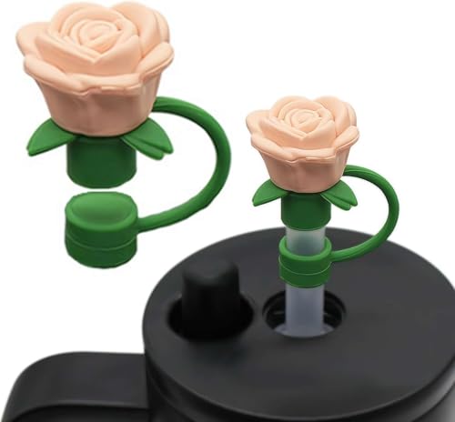 Rose Flower Silicone Straw Covers for Stanley Cup 10mm Dust Proof Cap