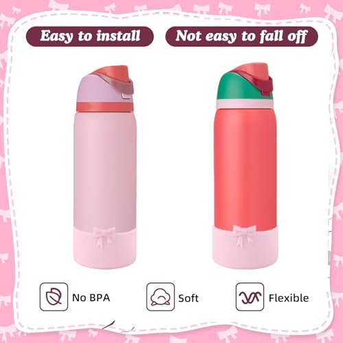8.5CM Bow Silicone Anti-Slip Boot for Owala 32oz Water Bottle,FreeSip/Twist/Flip Stainless Steel Water Bottle, Protective Sleeve Bottom Cover Accessory
