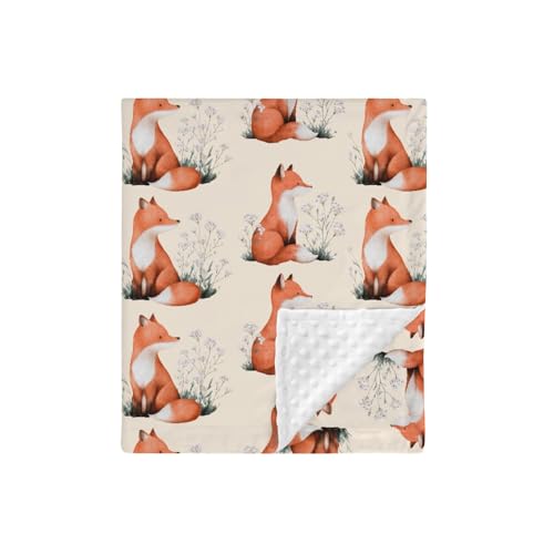 Boho Fox Baby Blanket 30x40 - Soft Dotted Mink & Fleece Receiving Blanket