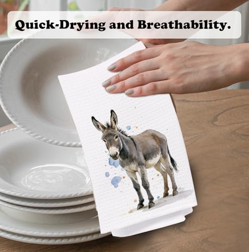 Watercolor Donkey Hand Towels - 16x24 Inch Decorative Kitchen & Bath Towels