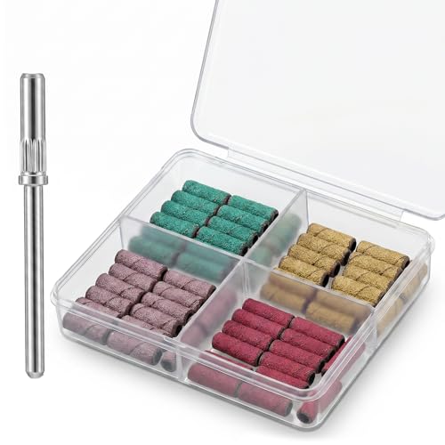 Skrfren 60 Pcs Small Nail Drill Sanding Bands with 3/32 Inch Mandrel Bit