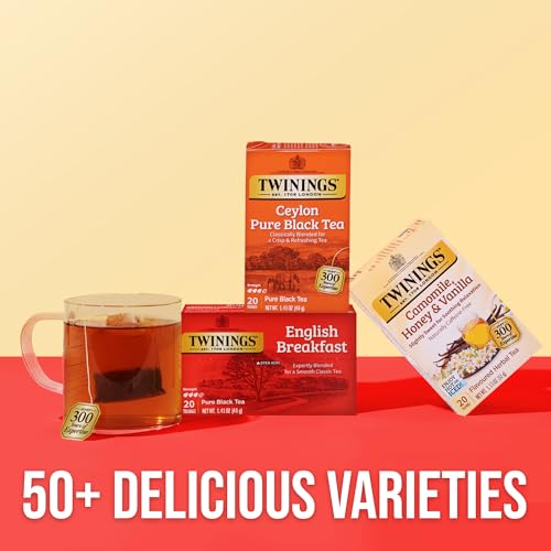 Twinings Ceylon Pure Black Tea Bags, 20 Count (Pack of 6)