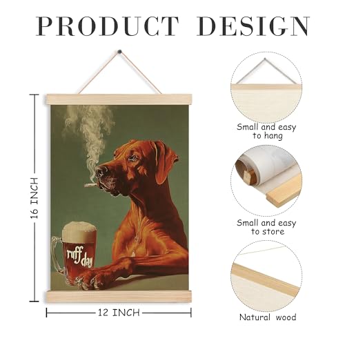 Funny Retro Beer Rhodesian Ridgeback Canvas Wall Art - 12x16 Inch