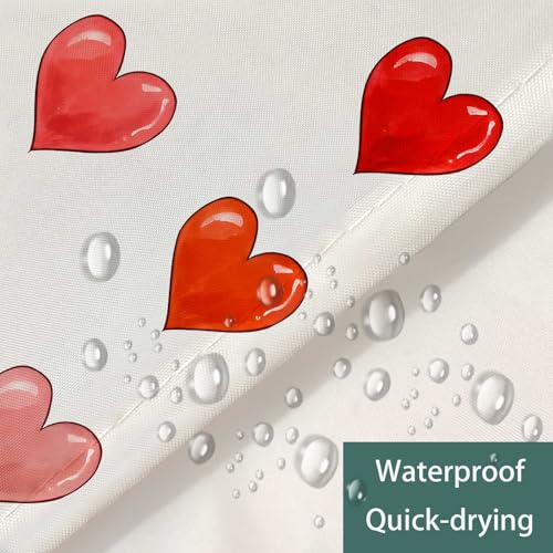 Valentine's Day Heart Shower Curtain - Red Romantic Fabric 72x72 Inch