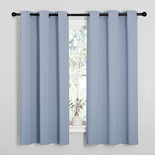 NICETOWN Vintage Blue Blackout Curtains - 42" x 48" Set of 2 Grommet Drapes
