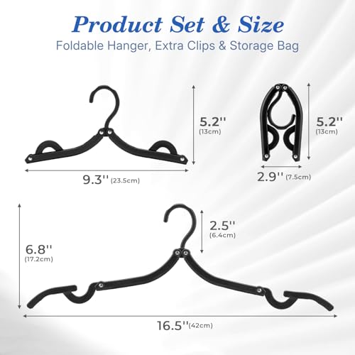 HOUSE DAY Foldable Travel Hangers - 10 Pack, Black Compact Clothes Hangers