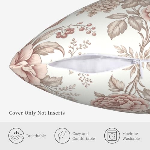 Vintage Chinoiserie Floral Pillow Covers 18x18 Inches - Set of 2