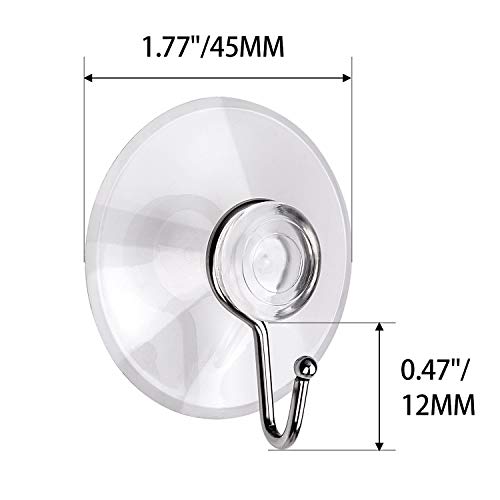 Awpeye 40-Pack Clear Suction Cup Hooks - 1.8" Heavy Duty PVC Wall Hooks