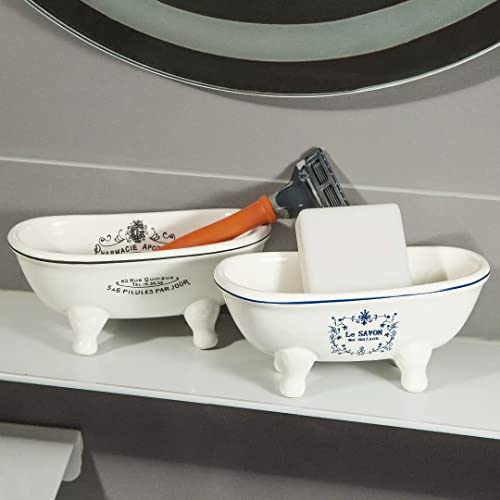 Aqua Eden Mini Ceramic Clawfoot Soap Dish - Vintage 5.7"