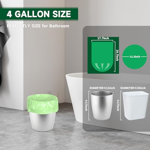 Ryobyo Biodegradable Small Trash Bags, 4 Gallon, 105 Count, Green